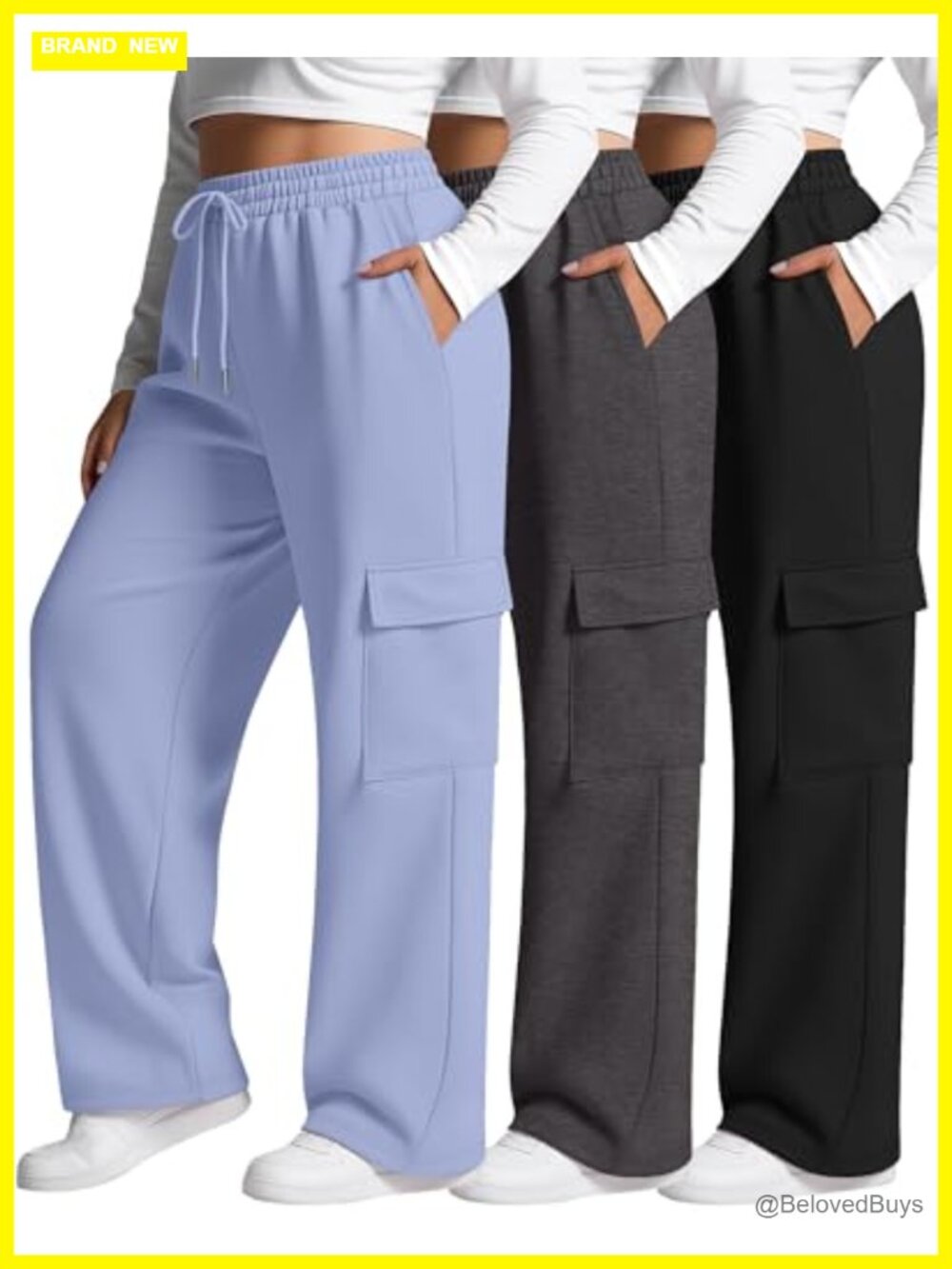 Plus Size Cargo Sweatpants Wide Leg Baggy Lounge Pants 3 Pack